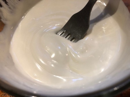 melting white chocolate in bowl