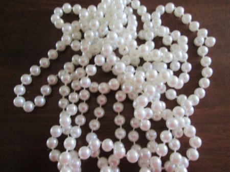 Shabby Chic Shell Ornaments - string of white pearl like beads