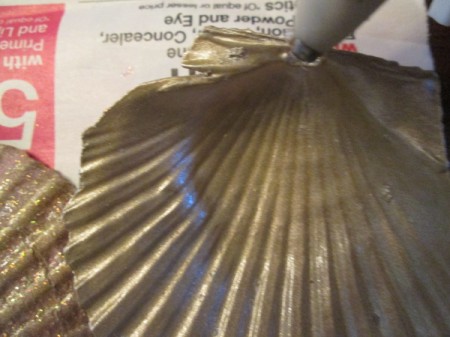 Shabby Chic Shell Ornaments - painted inside