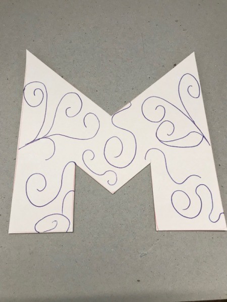Foil Wrapped Cardboard Letter - sketch a design on your letter as a guide