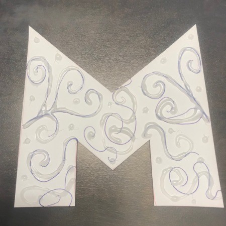 Foil Wrapped Cardboard Letter - trace the design with hot glue