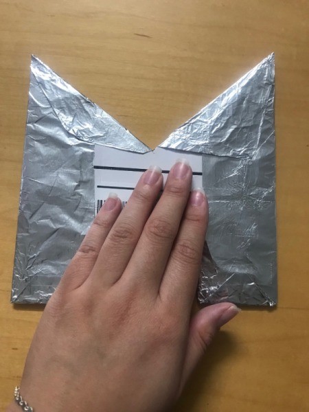 Foil Wrapped Cardboard Letter - once it is coming out as you would like fold under all sides, cut as needed