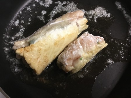 frying Herbed Chicken Rolls