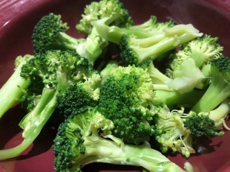 Blanched broccoli, ready for adding to a meal.