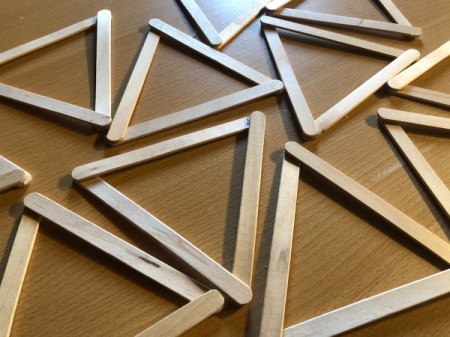 Popsicle Stick Geometric Sculpture - make 20 equilateral triangles total