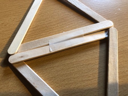 Popsicle Stick Geometric Sculpture - tape a pair of triangles together
