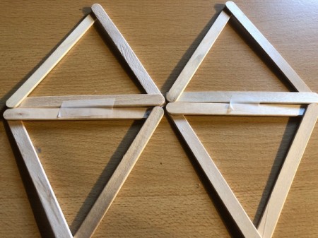 Popsicle Stick Geometric Sculpture - repeat with a second triangle