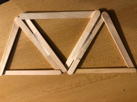 Popsicle Stick Geometric Sculpture - tape three triangles together side by side
