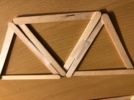 Popsicle Stick Geometric Sculpture - make another set of three then tape and glue to the last three