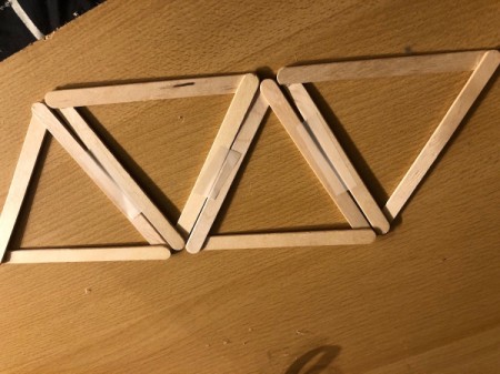Popsicle Stick Geometric Sculpture - tape together 4 triangles