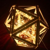 Popsicle Stick Geometric Sculpture - lit with fairy lights