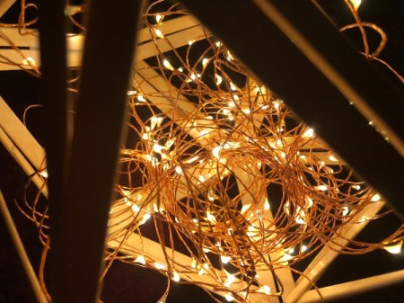 Popsicle Stick Geometric Sculpture - stuffed with LED fairy lights