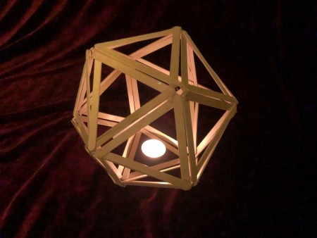 Popsicle Stick Geometric Sculpture - with LED votive in bottom