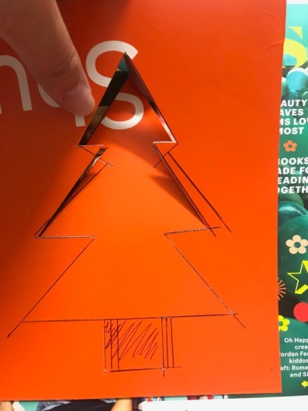 Recycled Christmas Card - cutting