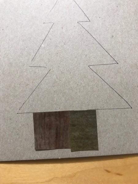 Recycled Christmas Card - start gluing the paper bits down