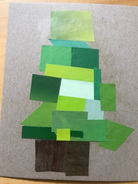 Recycled Christmas Card - entire tree shape covered