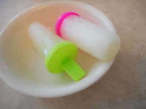 frozen Lemon Lime Popsicles in bowl