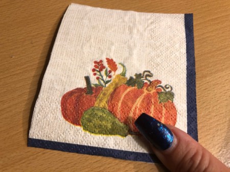 Personalized Decoupaged Napkin Coasters - lay down the piece of paper napkin and smooth out the wrinkles