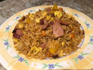 Fried Rice from Leftovers on plate