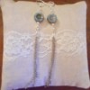 Broken Chain Earrings - new earrings from old chain and beads on a small white lace pillow