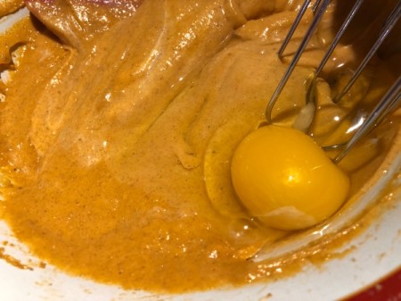 adding egg to pumpkin