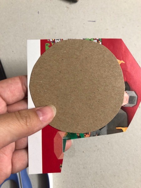 Wrapping Paper Ornaments - glue to the cardboard circle