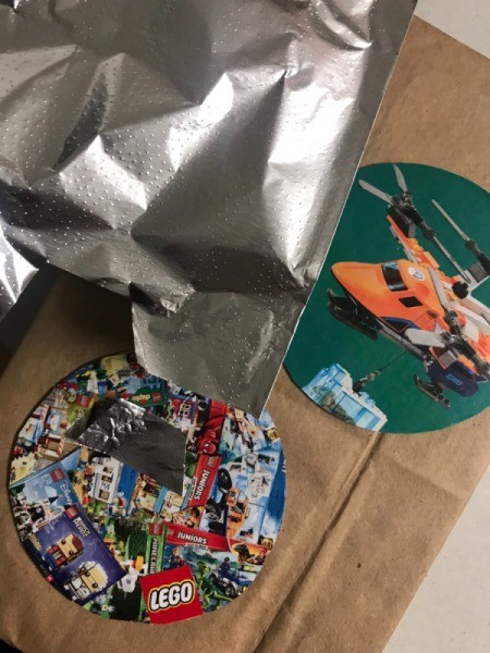 Wrapping Paper Ornaments - ornaments and piece of foil