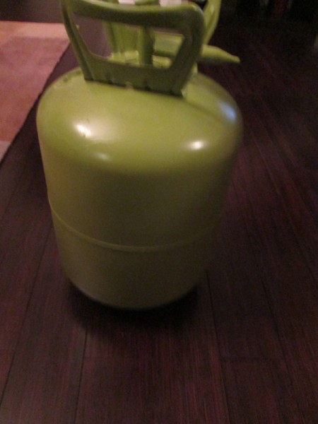 Helium Tank Upcycled as The Grinch - tank painted green