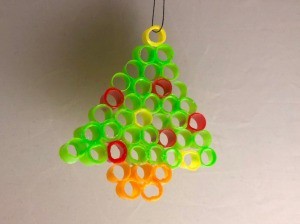 Fused Plastic Straw Ornament - Christmas tree shaped ornament made from fused drinking straw bits