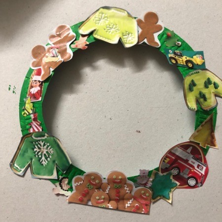 Kids' Cutout Paper Wreath - spaces filled in