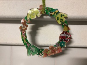 Kids' Cutout Paper Wreath - hanging on wall