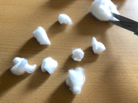 Puffy "Fleece Navidad" Card - cut cotton balls into thirds