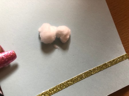 Puffy "Fleece Navidad" Card - add glue and begin sticking down mini balls