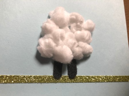 Puffy "Fleece Navidad" Card - glue under the body and slightly over the green strip