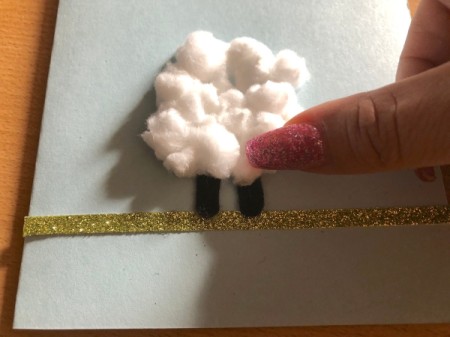 Puffy "Fleece Navidad" Card - add some tiny cotton balls over the top of the leg to hide the transition