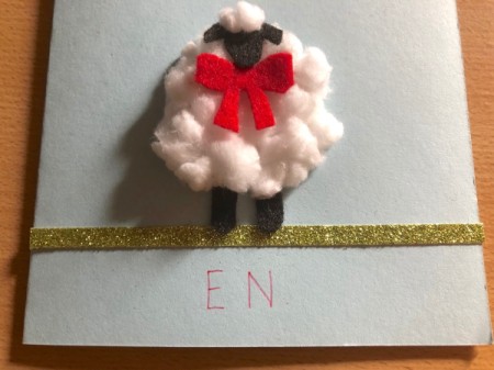 Puffy "Fleece Navidad" Card - add the greeting below the green line