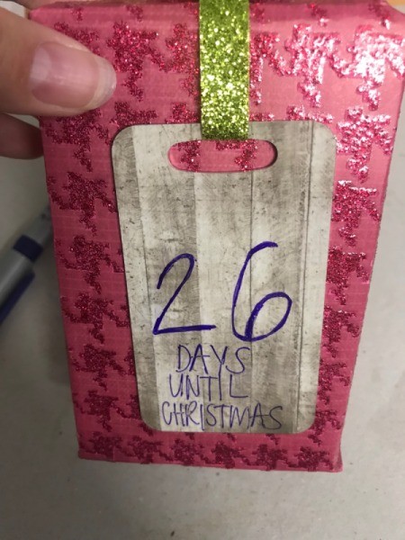 Giftbox Christmas Countdown Calendar - use a washable pen to write the countdown