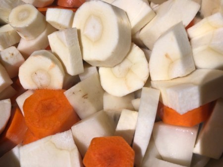 chopped parsnips and carrots