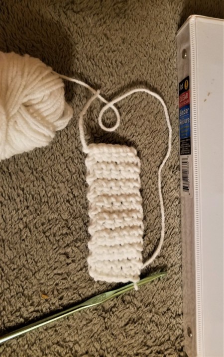 Crochet Marshmallow Key Ring Fob - turn and make 16 rows, leave tail