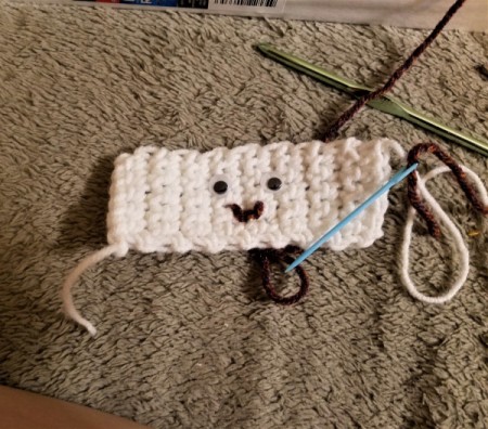 Crochet Marshmallow Key Ring Fob - add mouth
