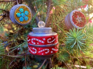 Plastic Bottle Cap Ornaments - ornaments hanging on the tree