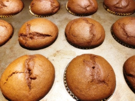baked Gingerbread Cupcakes in pan