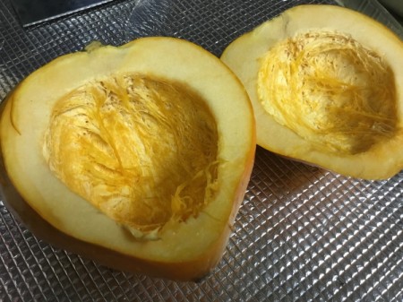 Acorn Squash halves with seeds removed
