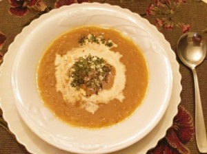 Acorn Squash Soup in bowl