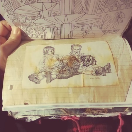 Distressing Paper with an Ink Pad - image in a journal