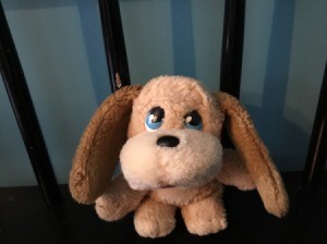 Identifying a Stuffed Toy - small tan, brown, and cream stuffed puppy