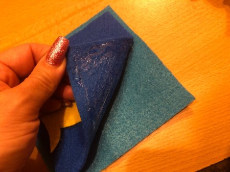 Children's Soft Puzzle - glue background square to frame square using hot glue