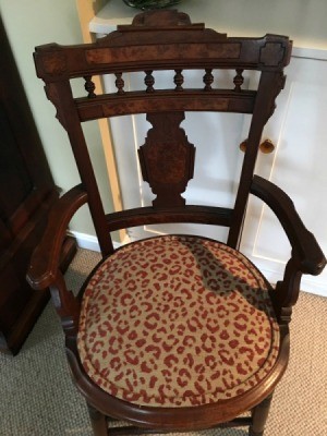 Identifying Antique Chairs - ornate, dark wood arm chairs with padded seat