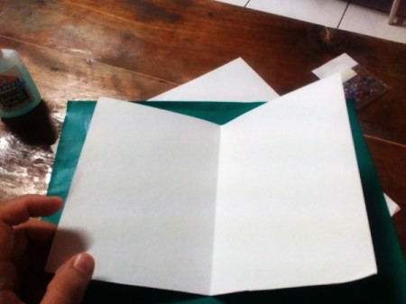 Christmas Tree Pop-up Card - fold the white paper in half and set aside