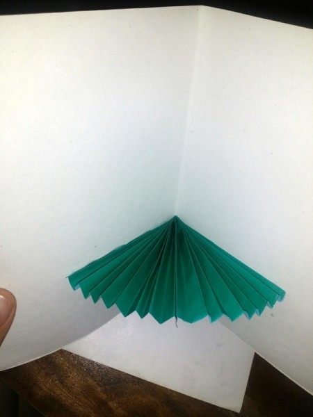 Christmas Tree Pop-up Card - apply glue to the outer edges and glue to center fold and card